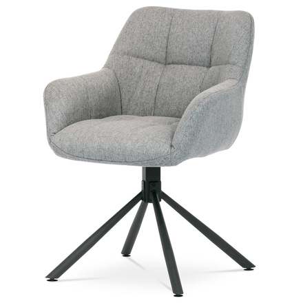 Moderní jídelní židle Autronic (HC-532 SIL2) šedá látka, otočný mechanismus 90°90° (LP), černý kov