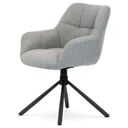 Moderní jídelní židle Autronic (HC-532 SIL2) šedá látka, otočný mechanismus 90°90° (LP), černý kov (2)