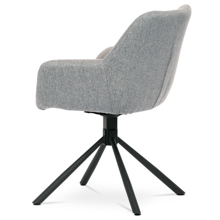 Moderní jídelní židle Autronic (HC-532 SIL2) šedá látka, otočný mechanismus 90°90° (LP), černý kov (3)