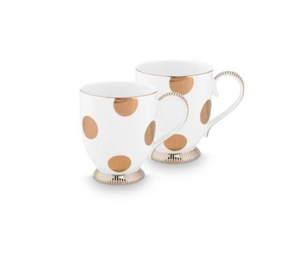 Sada hrnků Pip Studio 380ml Dot Delight bílá/zlatá 2ks