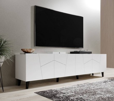 Televizní stolek Halmar ETNA bílá mat/ bílá mat (3 karton) (2)