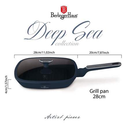 Pánev grilovací s poklicí Berlingerhaus BH-8374 28 cm Deep Sea Collection (2)