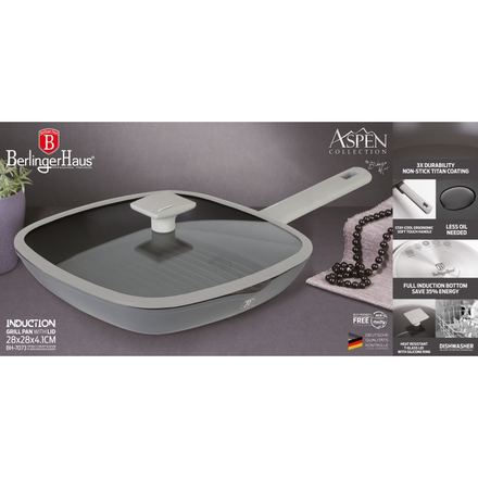 Pánev grilovací s poklicí s titanovým povrchem Berlingerhaus BH-7073 28 cm Aspen Collection (4)
