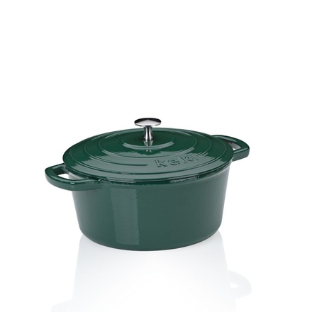 Pekáč litinový s poklicí Kela KL-12900 Calido kulatý smaragdově zelená 24x12 cm 3,8l