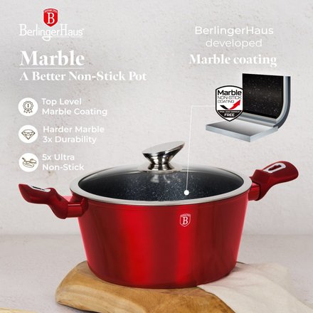 Sada nádobí s mramorovým povrchem Berlingerhaus BH-1226 15 ks Burgundy Metallic Line (9)