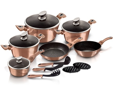 Sada nádobí s mramorovým povrchem Berlingerhaus BH-1224 15 ks Rosegold Metallic Line (2)