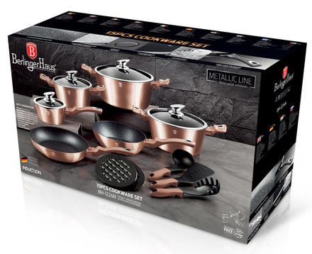 Sada nádobí s mramorovým povrchem Berlingerhaus BH-1224 15 ks Rosegold Metallic Line (5)