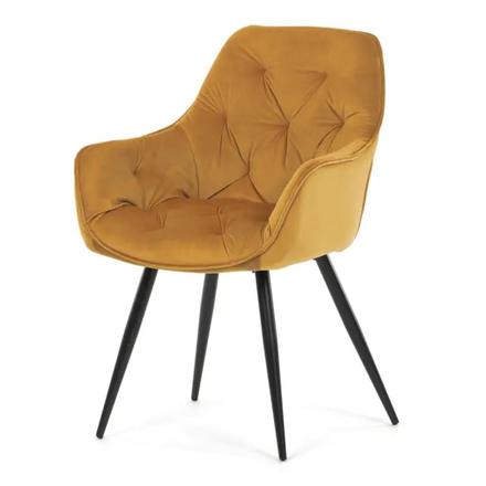 Moderní jídelní židle Autronic Jídelní židle, žlutá, sametová látka (DCH-421 YEL4) (1)