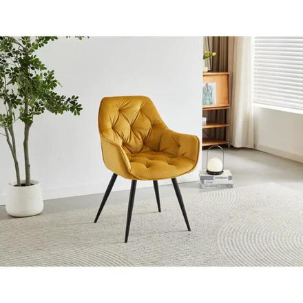 Moderní jídelní židle Autronic Jídelní židle, žlutá, sametová látka (DCH-421 YEL4) (4)