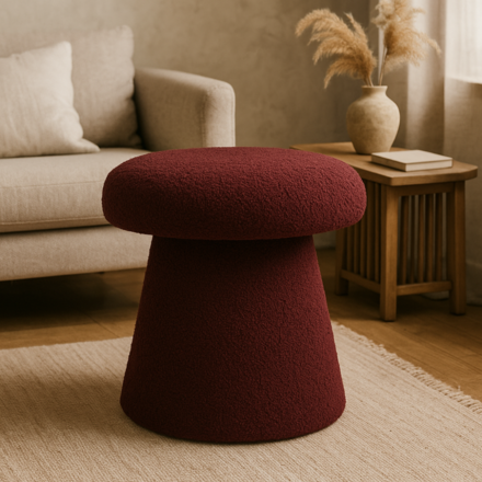 Taburet Homestyling KO-AAK400130 Taburet ve tvaru houby 43 cm burgundy (1)