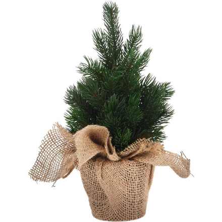 Vánoční dekorace Homestyling KO-317910020 stromek v jutovém pytli 30 cm