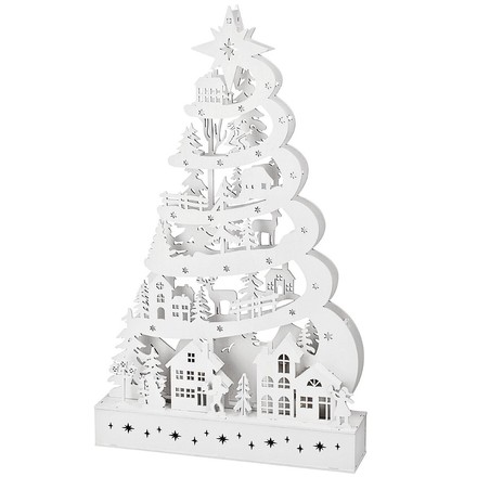 Vánoční dekorace Homestyling KO-AX5350620 stromek s LED osvětlením 45 cm bílý