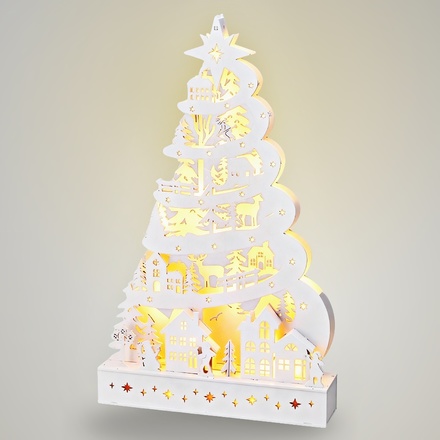 Vánoční dekorace Homestyling KO-AX5350620 stromek s LED osvětlením 45 cm bílý (4)