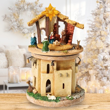 Vánoční dekorace Homestyling KO-ABL100030hvez Betlém 23 cm LED (1)