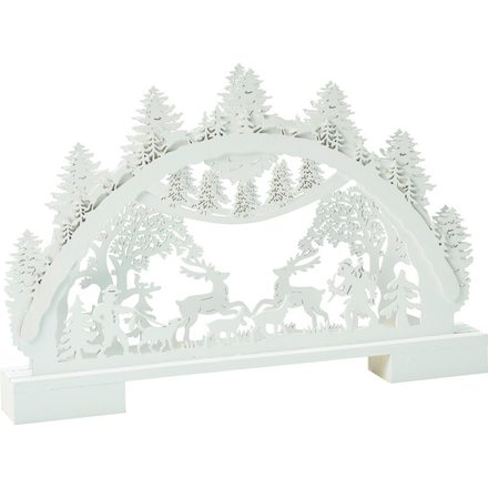 Vánoční dekorace Homestyling KO-GML001020jele s LED osvětlením 41 cm bílá s jeleny