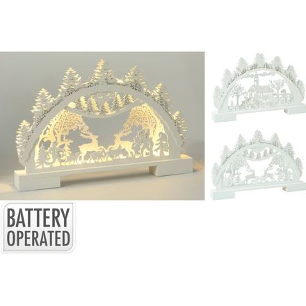 Vánoční dekorace Homestyling KO-GML001020jele s LED osvětlením 41 cm bílá s jeleny (2)