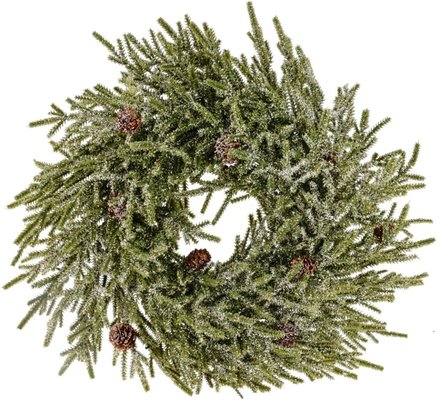 Vánoční věnec Homestyling KO-317910430sneh Vánoční věnec na dveře či stůl 40 cm přírodní zelená s jinovatkou
