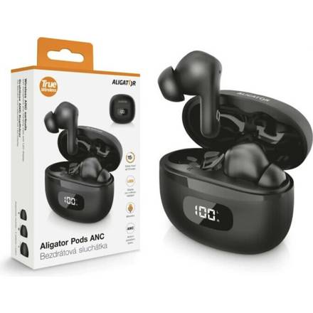 Bezdrátová slucátka do uší Aligator Pods ANC TWS08BK (1)