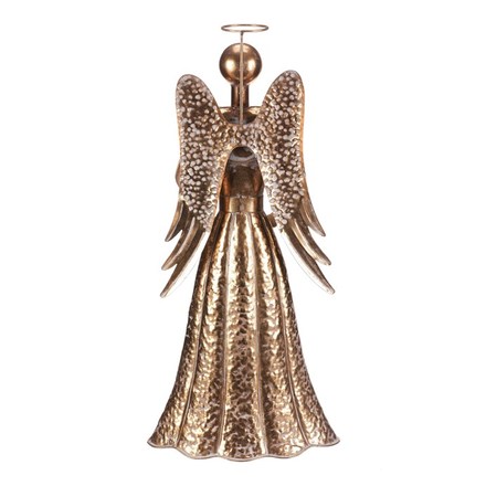 Dekorace Autronic Anděl kovový - 60 cm, kalíšek na čaj. svíčku, zlatý (KOC502-L) (3)