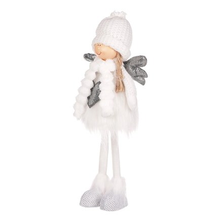 Dekorace Autronic Anděl se srdcem - látková figurka, bílá barva (ZM1379) (2)