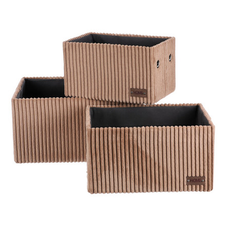 Koš regálový Autronic Koš regálový - manšestrový potah, hnědý, cena za sadu 3 ks (DT3016 BRN)