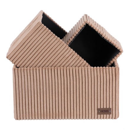 Koš regálový Autronic Koš regálový - manšestrový potah, hnědý, cena za sadu 3 ks (DT3016 BRN) (1)