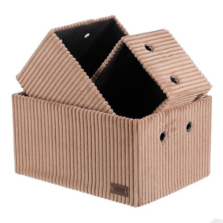 Koš regálový Autronic Koš regálový - manšestrový potah, hnědý, cena za sadu 3 ks (DT3016 BRN) (2)