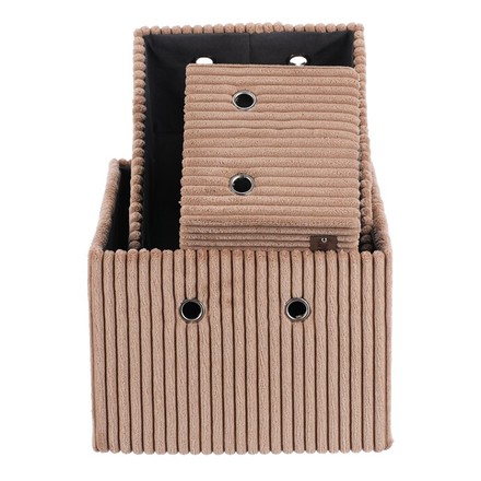 Koš regálový Autronic Koš regálový - manšestrový potah, hnědý, cena za sadu 3 ks (DT3016 BRN) (3)