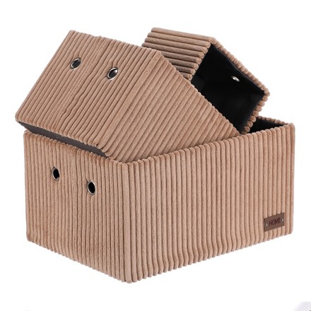 Koš regálový Autronic Koš regálový - manšestrový potah, hnědý, cena za sadu 3 ks (DT3016 BRN) (6)