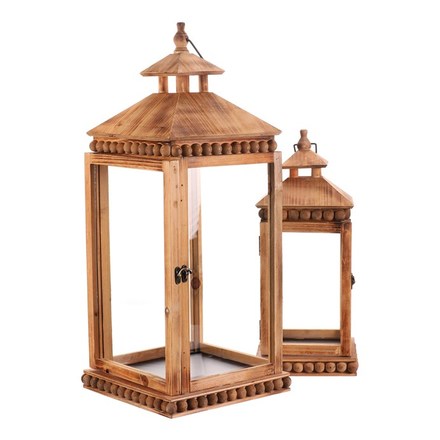 Lucerna Autronic Lucerna dřevěná - čtyřboká, cena za sadu 2 ks (DA211 BR) (5)