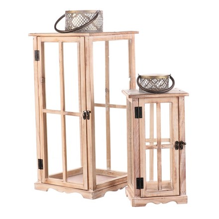 Lucerna Autronic Lucerna dřevěná - čtyřboká, cena za sadu 2 ks (DA210) (1)