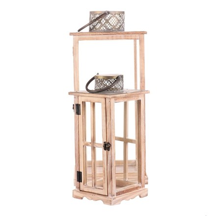 Lucerna Autronic Lucerna dřevěná - čtyřboká, cena za sadu 2 ks (DA210) (2)