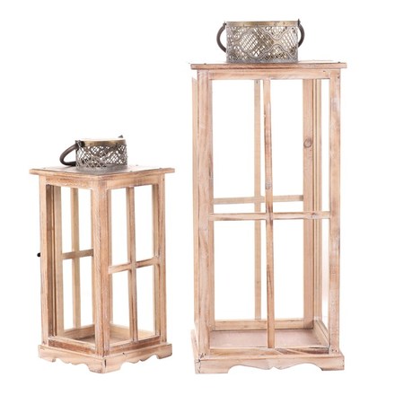 Lucerna Autronic Lucerna dřevěná - čtyřboká, cena za sadu 2 ks (DA210) (3)