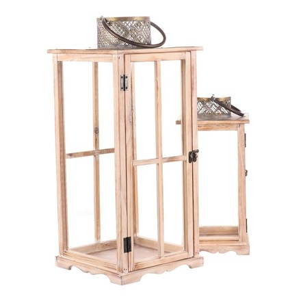 Lucerna Autronic Lucerna dřevěná - čtyřboká, cena za sadu 2 ks (DA210) (5)