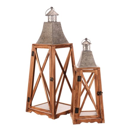 Lucerna Autronic Lucerna dřevěná - čtyřboká, cena za sadu 2 ks (DA207) (1)