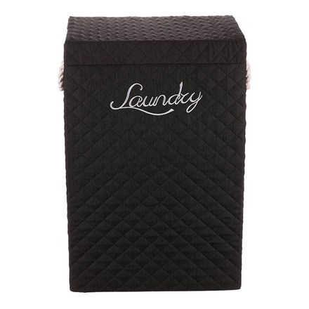Koš na prádlo Autronic Koš prádelní - látkový s uchy, hranatý, černý (DT3002 BK) (1)