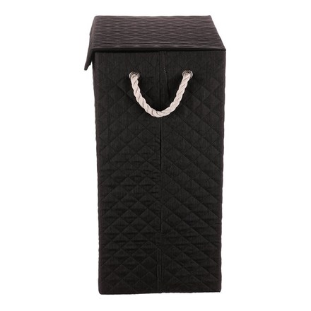 Koš na prádlo Autronic Koš prádelní - látkový s uchy, hranatý, černý (DT3002 BK) (2)