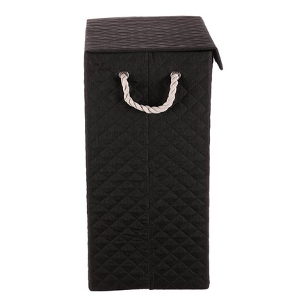 Koš na prádlo Autronic Koš prádelní - látkový s uchy, hranatý, černý (DT3002 BK) (4)