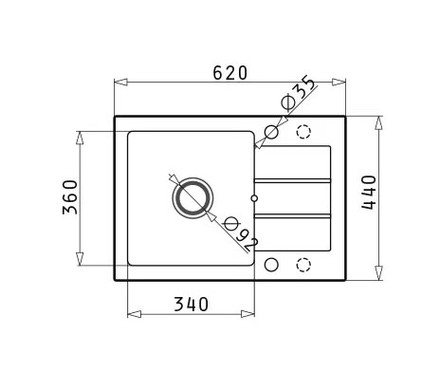Granitový kuchyňský dřez Pyramis RODOS 62x44 1B1D BLACK – 070093501 (1)