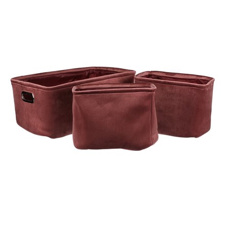 Koš regálový Autronic Koš regálový v bordó barvě. Sada 3ks. Samet. (LK9576-BORDEAUX)