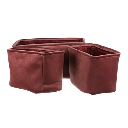 Koš regálový Autronic Koš regálový v bordó barvě. Sada 3ks. Samet. (LK9576-BORDEAUX) (2)