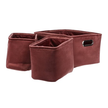Koš regálový Autronic Koš regálový v bordó barvě. Sada 3ks. Samet. (LK9576-BORDEAUX) (3)