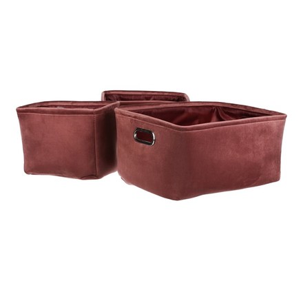 Koš regálový Autronic Koš regálový v bordó barvě. Sada 3ks. Samet. (LK9576-BORDEAUX) (4)