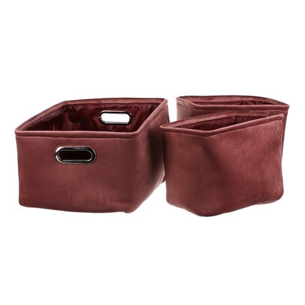 Koš regálový Autronic Koš regálový v bordó barvě. Sada 3ks. Samet. (LK9576-BORDEAUX) (6)