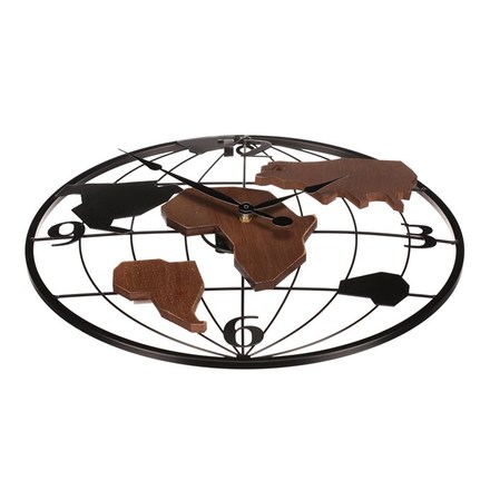 Nástěnné hodiny Autronic Hodiny nástěnné - pr. 40 cm, kov a MDF, motiv světadílů (HW4014) (1)