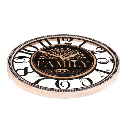 Nástěnné hodiny Autronic Hodiny nástěnné - pr. 60 cm, dřevo a kov, strom života Family (HW4001) (1)