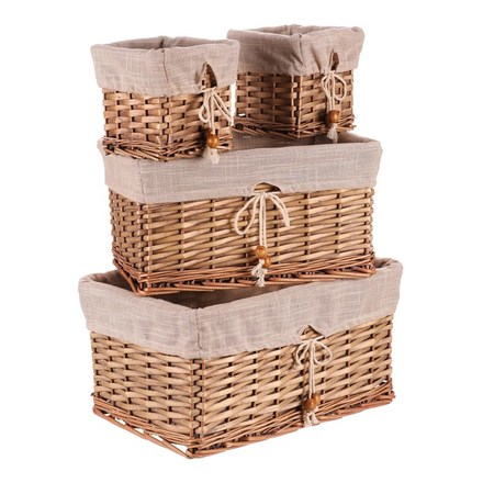 Koš proutěný Autronic Koš proutěný - regálový, hranatý, cena za sadu 4 ks (PRE204)