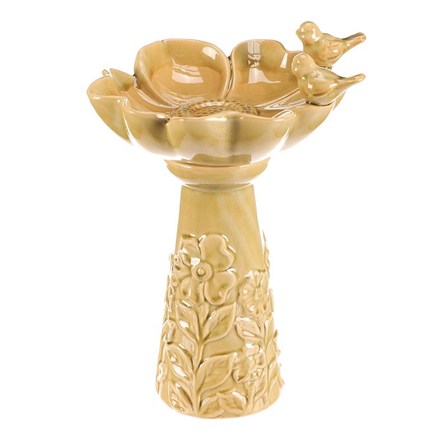 Krmítkopítko Autronic Krmítkopítko - keramické, květ s ptáčky, stojaté, světle zelené (KEX6004 GRN2-S) (2)