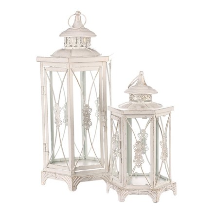 Lucerna Autronic Lucerna kovová - šestiboká, bílá, cena za sadu 2 velikostí (LUC304) (2)