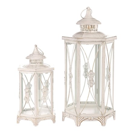 Lucerna Autronic Lucerna kovová - šestiboká, bílá, cena za sadu 2 velikostí (LUC304) (4)